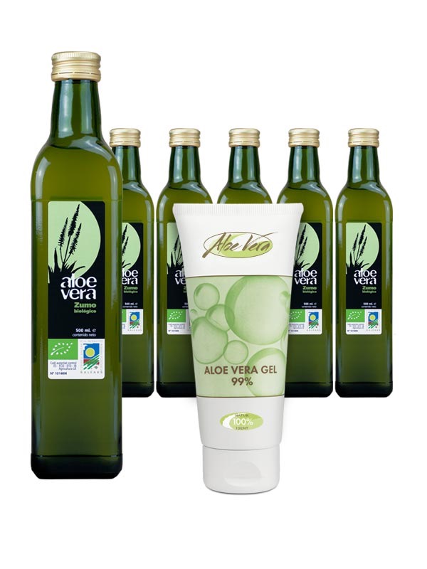 6 x Bio Aloe Vera Direktsaft + 1 Gel 99%  von der Bio Farm Mallorca